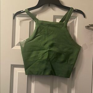Athleta Forest Green Ribbed Crop Top